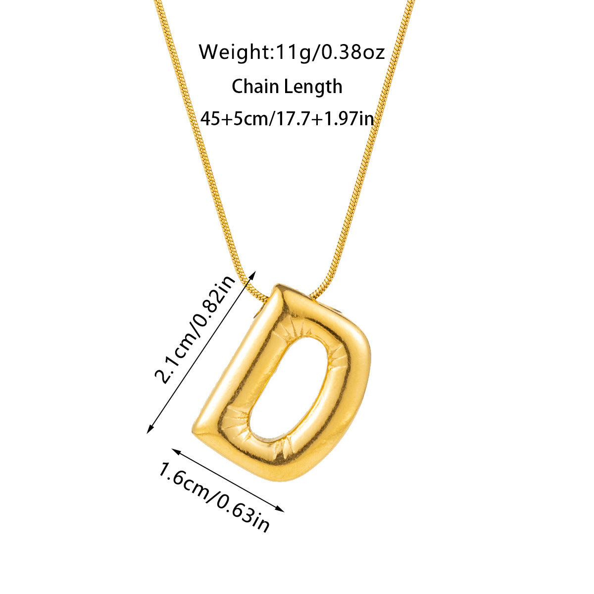 Kyrlune Gold Initial Letter Necklace