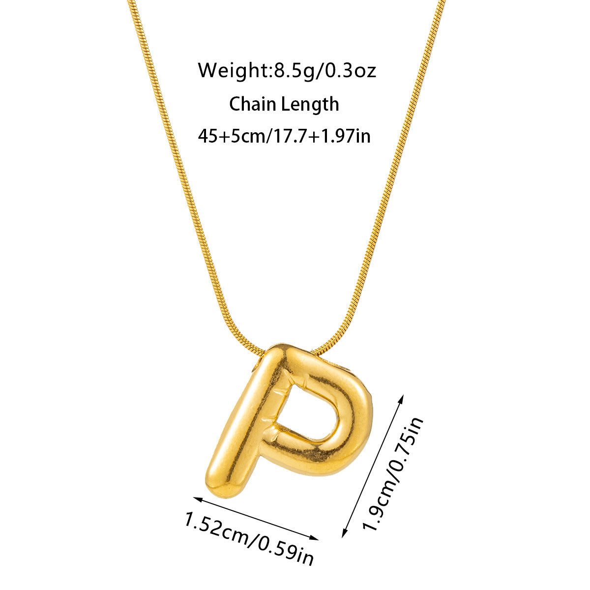 Kyrlune Gold Initial Letter Necklace