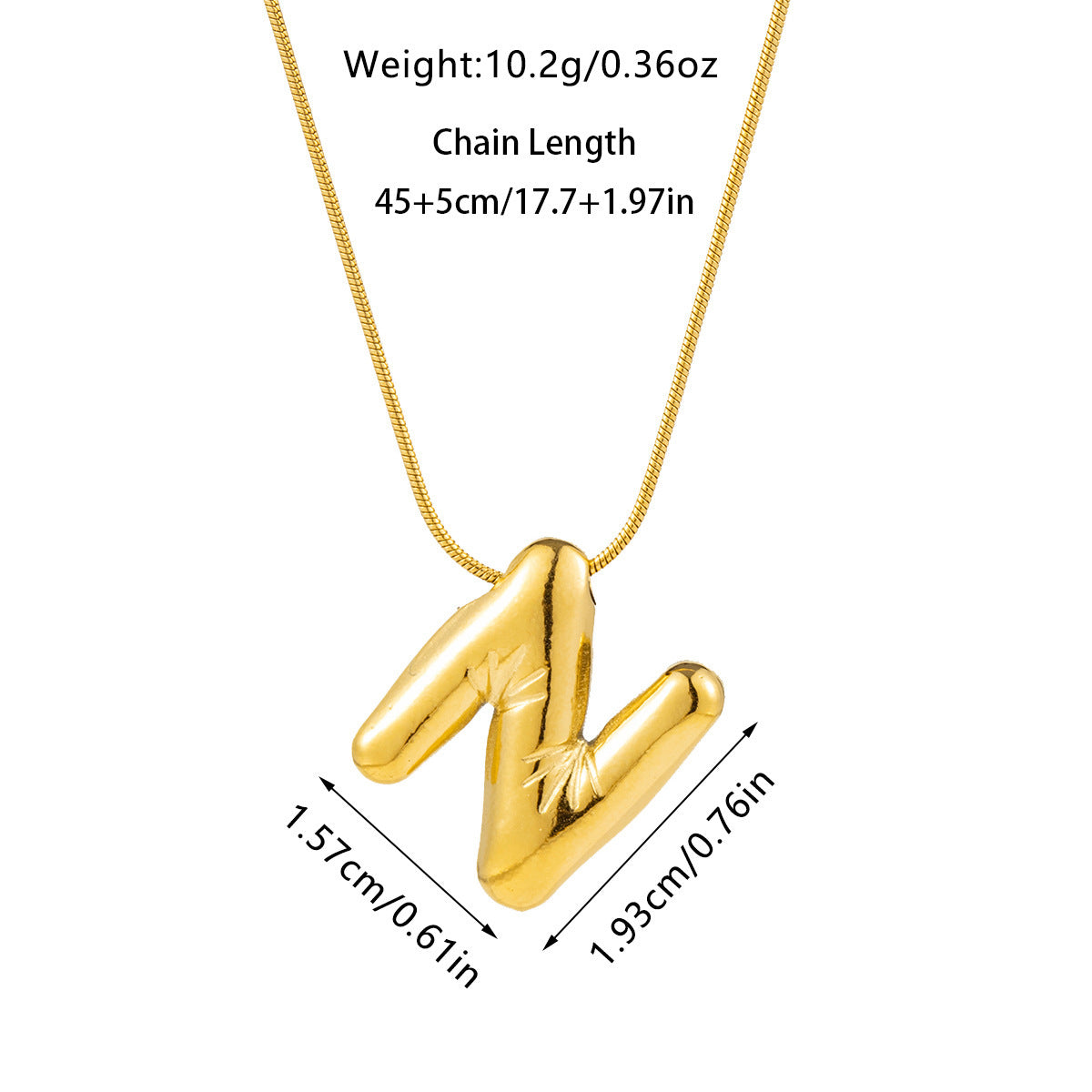 Kyrlune Gold Initial Letter Necklace