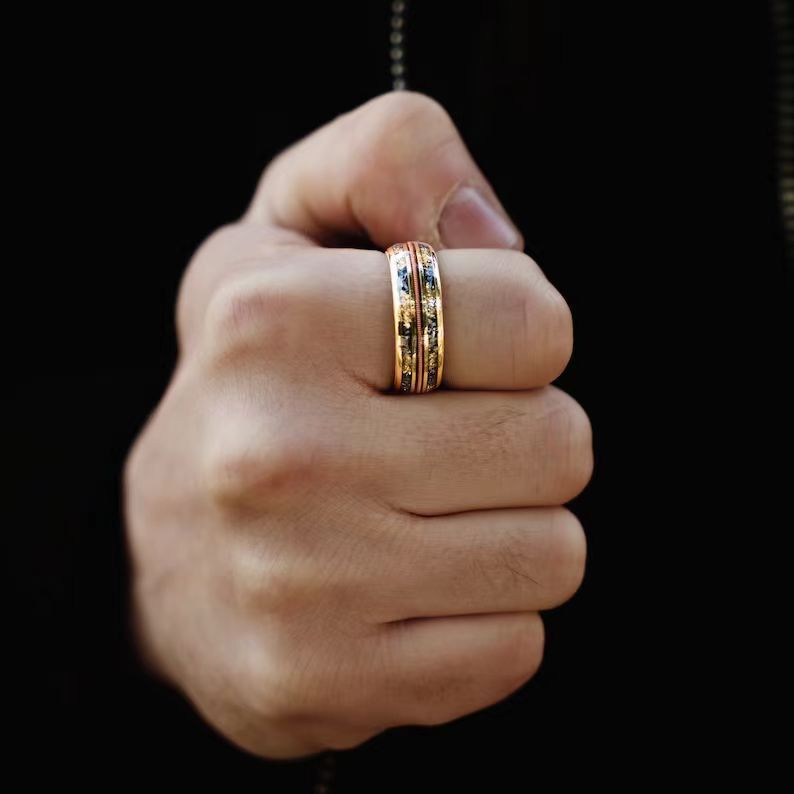 Kyrlune Gold Textured Band Ring (3 Styles)