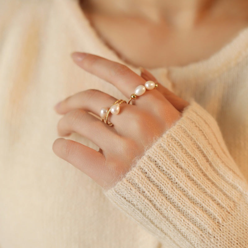 Kyrlune Freshwater Pearl Open Ring (4 Styles)