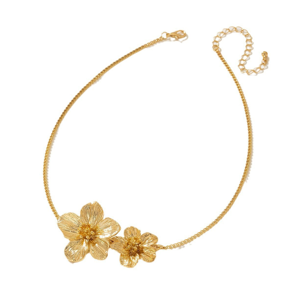 Kyrlune Gold Pleated Flower Pendant Necklace (3 Styles)