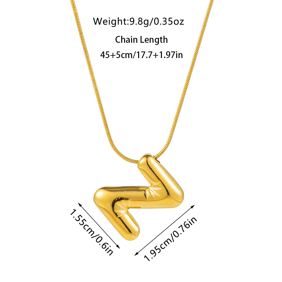 Kyrlune Gold Initial Letter Necklace