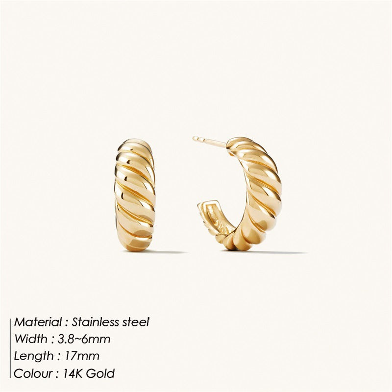Kyrlune Gold Croissant Twist Ear Pin Earrings