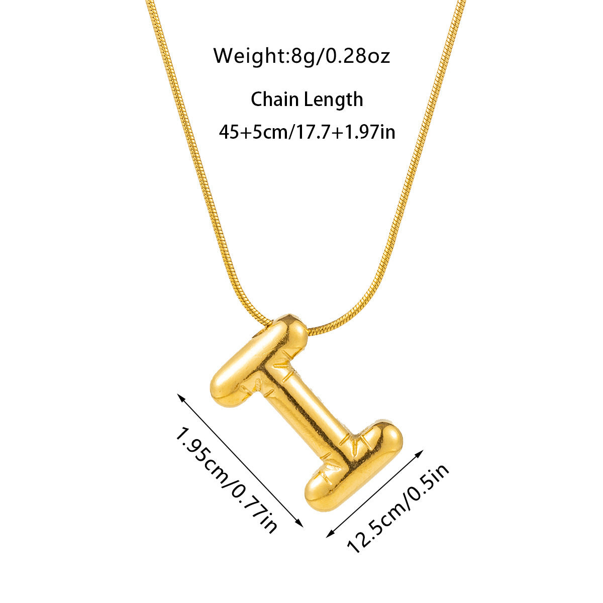Kyrlune Gold Initial Letter Necklace