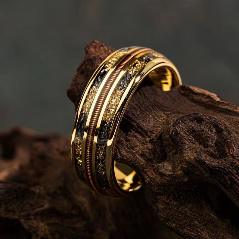 Kyrlune Gold Textured Band Ring (3 Styles)