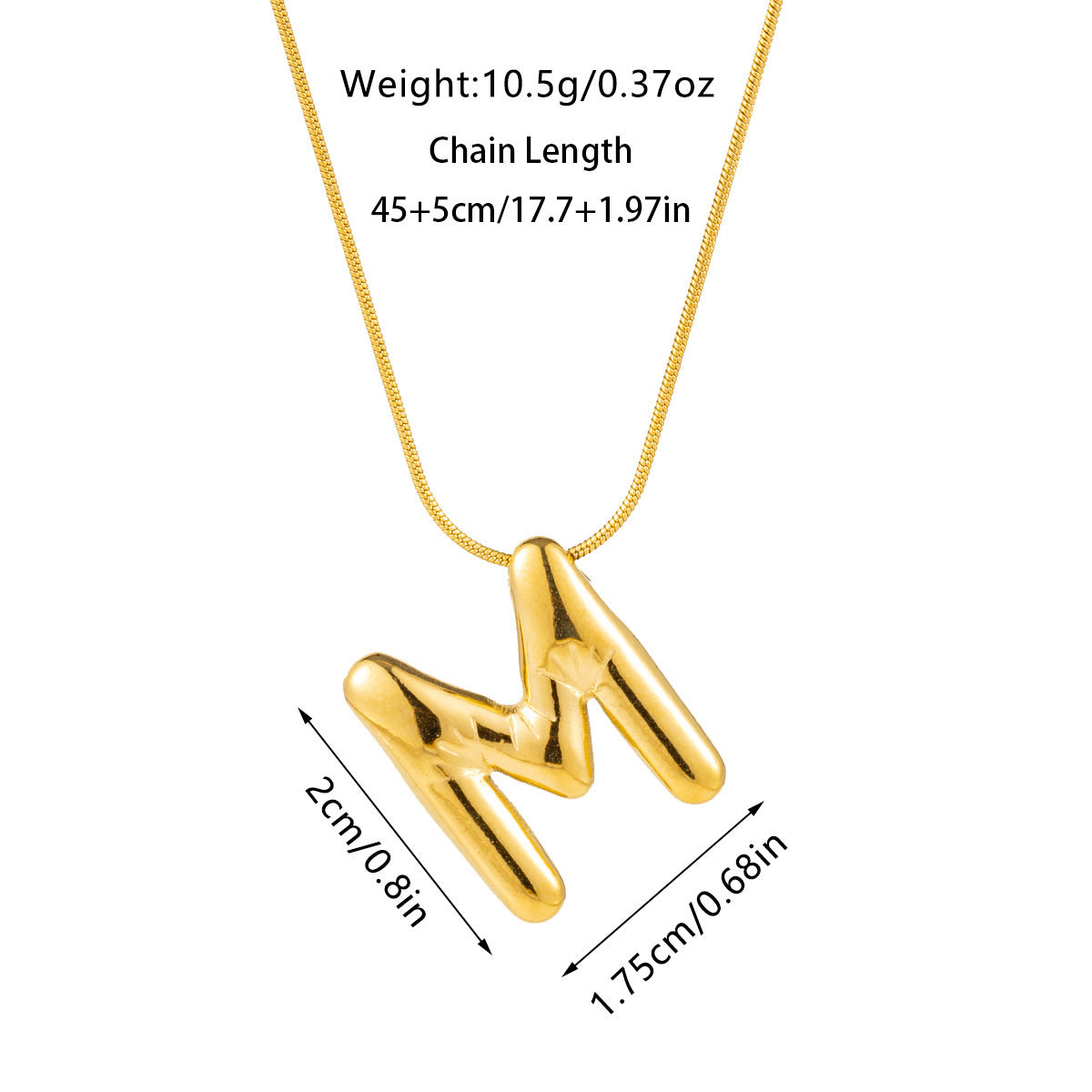 Kyrlune Gold Initial Letter Necklace