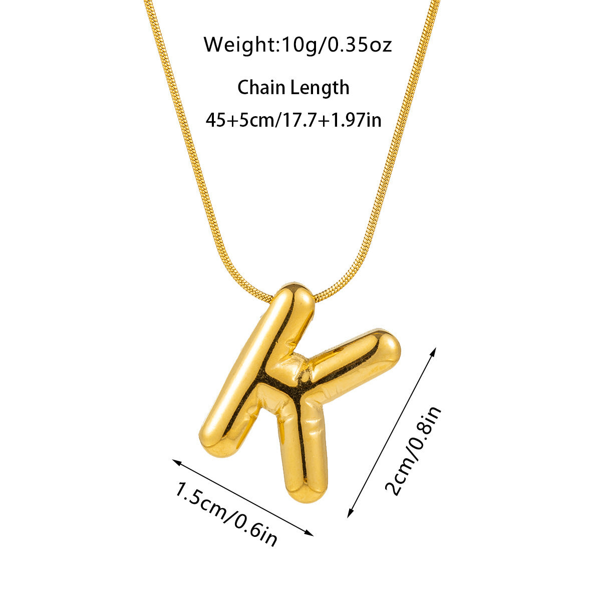 Kyrlune Gold Initial Letter Necklace