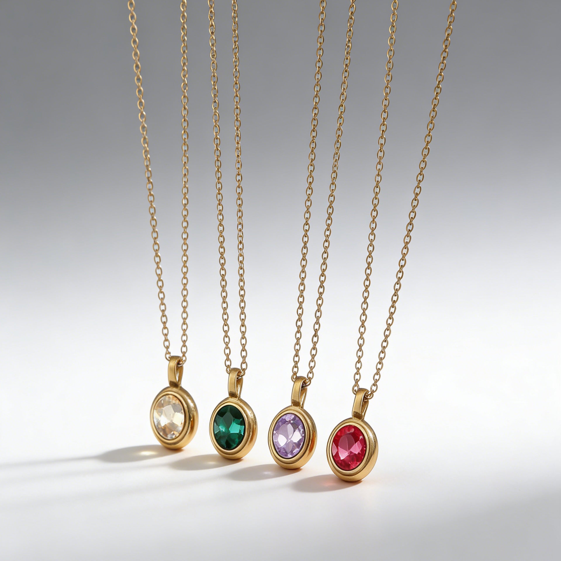 Kyrlune Oval Gem Clavicle Necklace