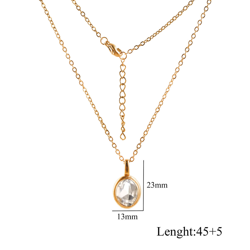 Kyrlune Oval Gem Clavicle Necklace