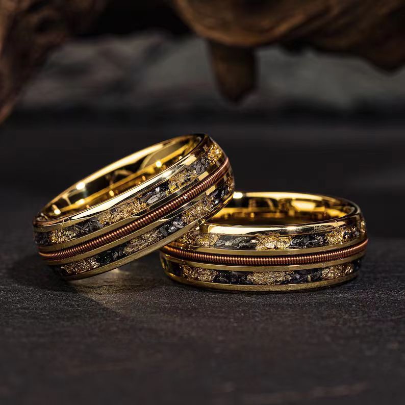 Kyrlune Gold Textured Band Ring (3 Styles)