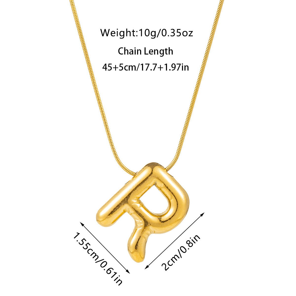 Kyrlune Gold Initial Letter Necklace