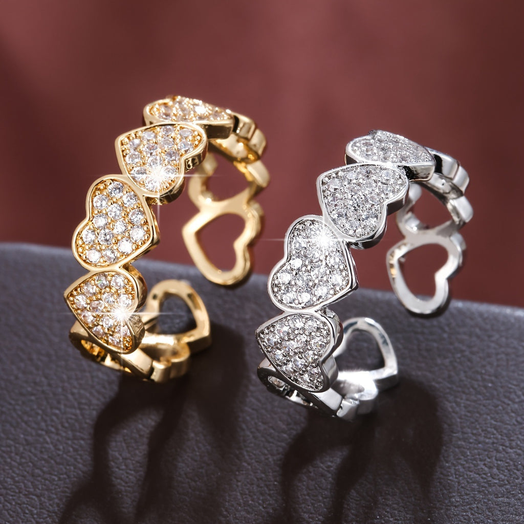 Kyrlune Gold Heart Zircon Open Ring