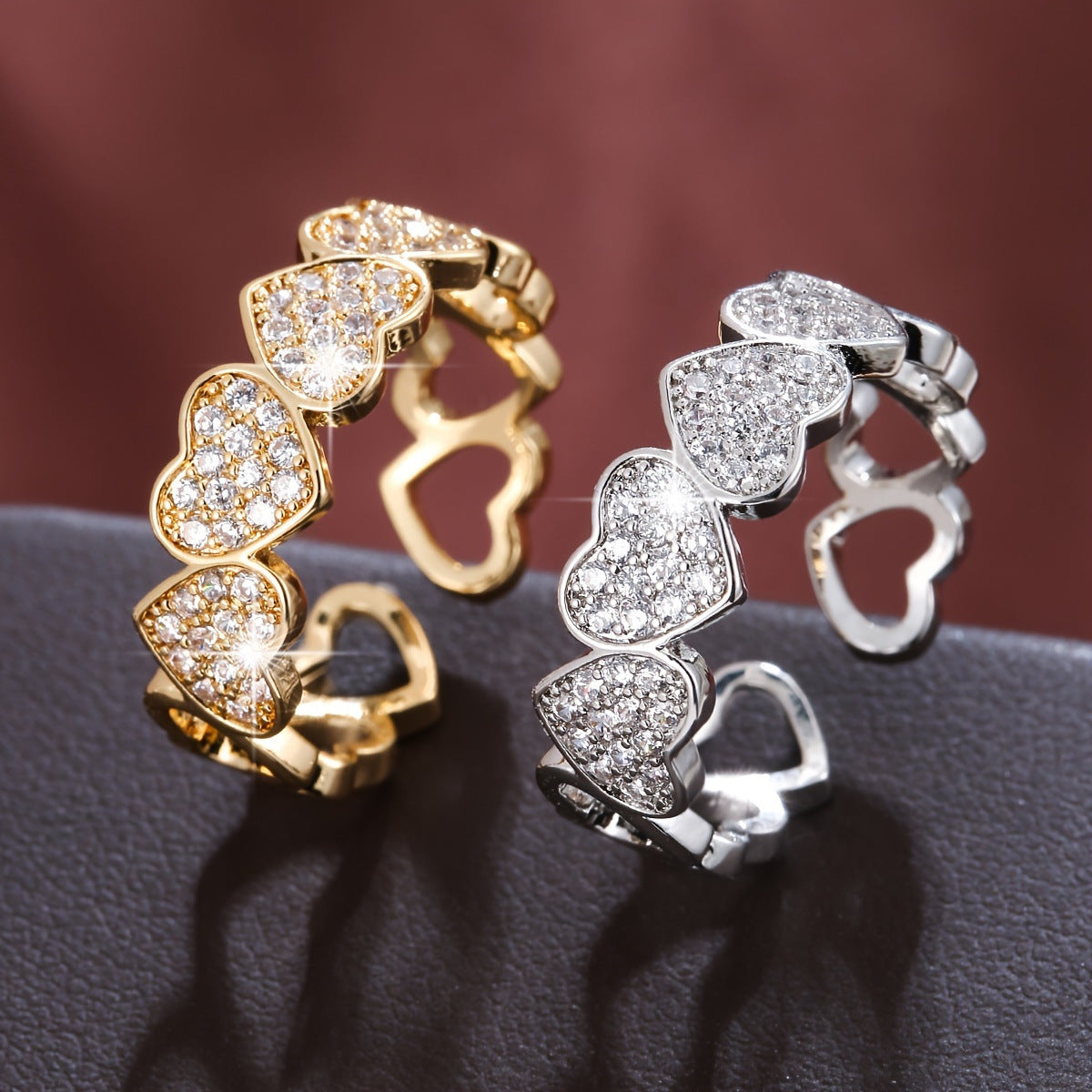 Kyrlune Gold Heart Zircon Open Ring