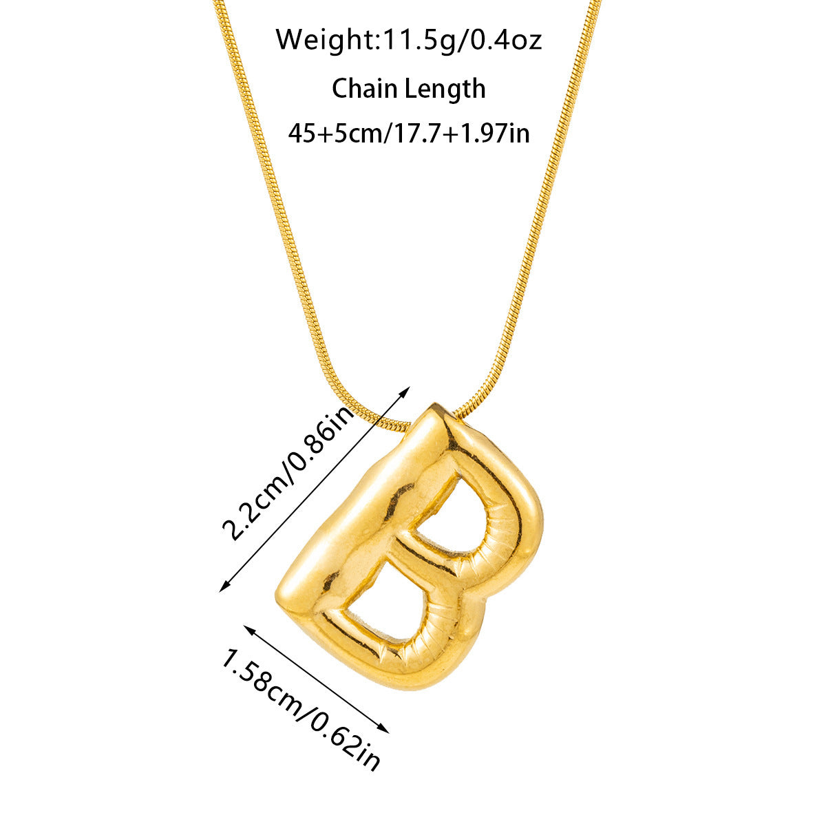 Kyrlune Gold Initial Letter Necklace