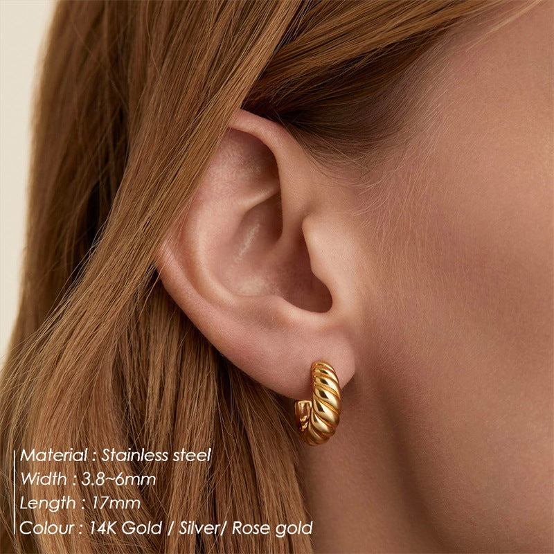 Kyrlune Gold Croissant Twist Ear Pin Earrings
