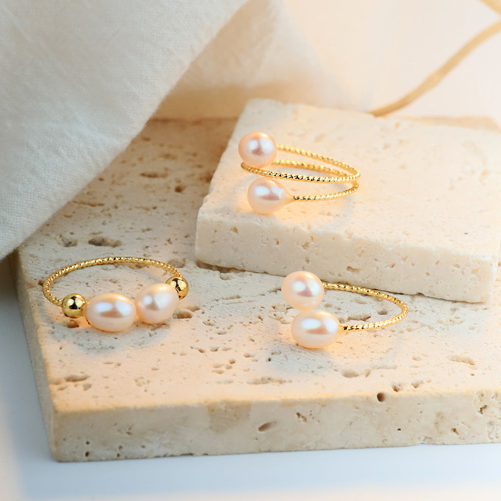 Kyrlune Freshwater Pearl Open Ring (4 Styles)