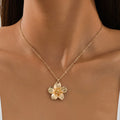 Kyrlune Gold Pleated Flower Pendant Necklace (3 Styles)