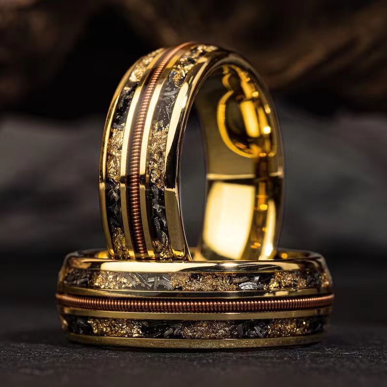 Kyrlune Gold Textured Band Ring (3 Styles)