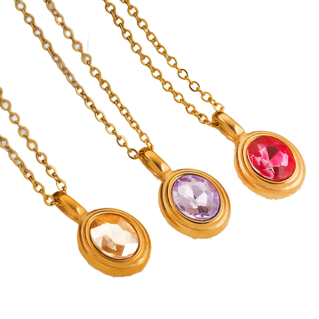 Kyrlune Oval Gem Clavicle Necklace