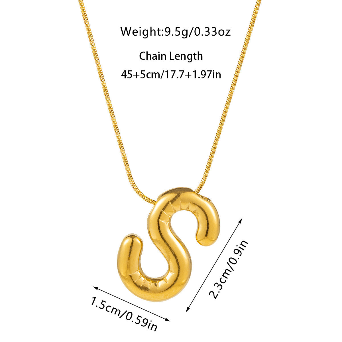 Kyrlune Gold Initial Letter Necklace