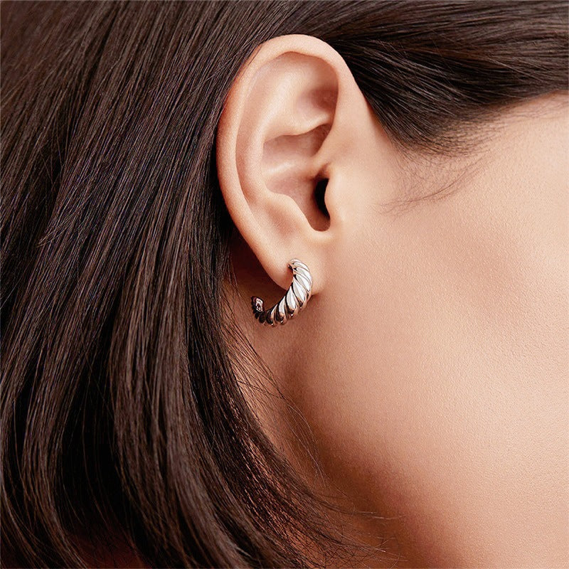 Kyrlune Gold Croissant Twist Ear Pin Earrings