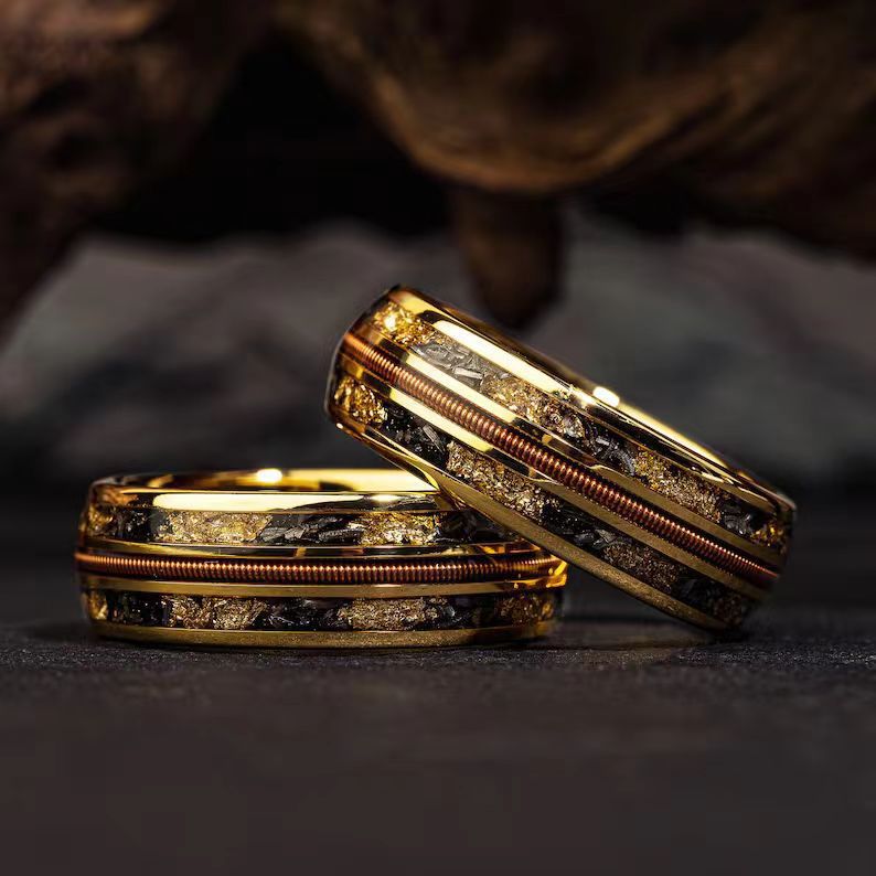 Kyrlune Gold Textured Band Ring (3 Styles)