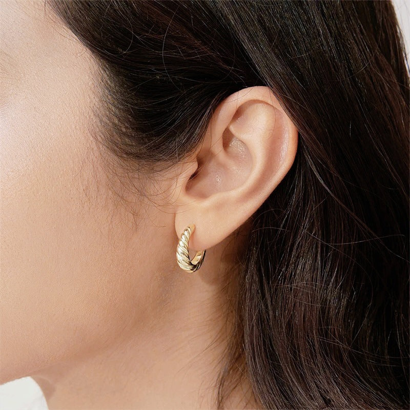Kyrlune Gold Croissant Twist Ear Pin Earrings