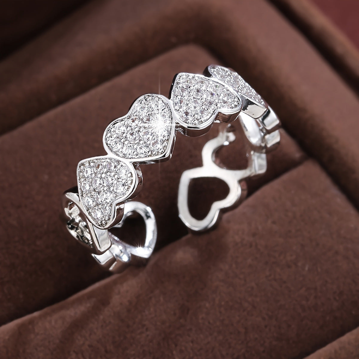 Kyrlune Gold Heart Zircon Open Ring