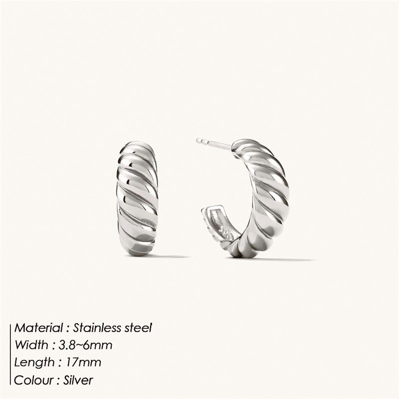 Kyrlune Gold Croissant Twist Ear Pin Earrings