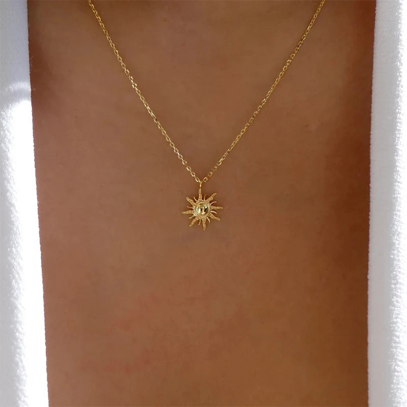 Kyrlune Gold Sun Pendant Necklace