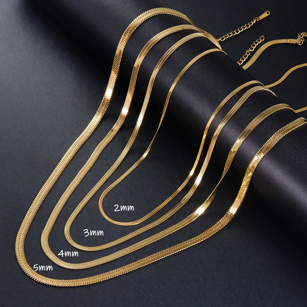 Kyrlune Gold Herringbone Chain Necklace - view 3