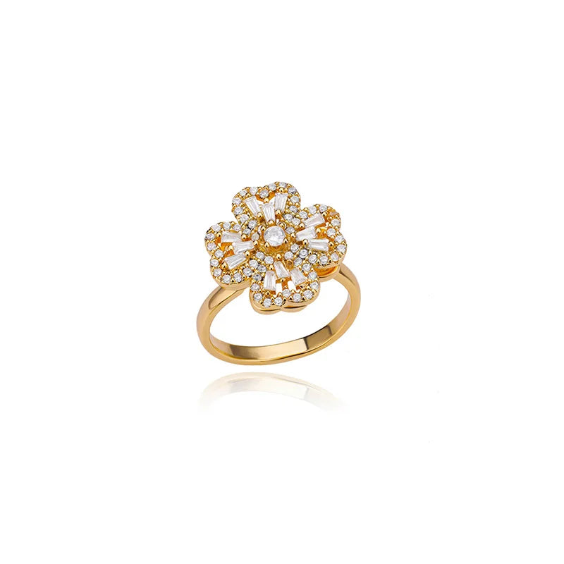 Kyrlune Gold Clover & Heart Spinner Ring (4 Styles)