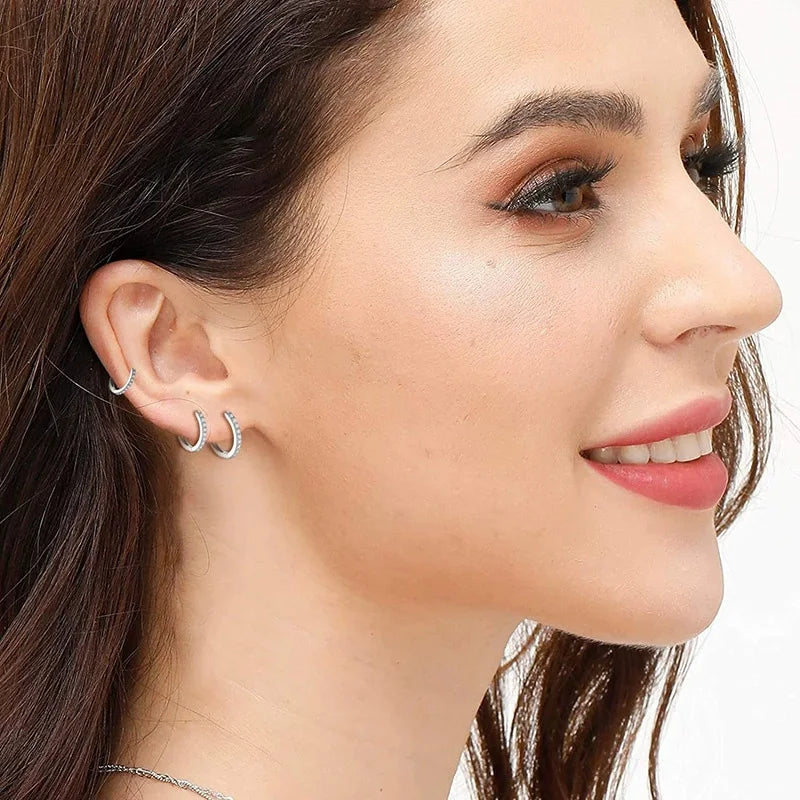 Kyrlune Gold Pavé Huggie Hoop Earrings - view 5