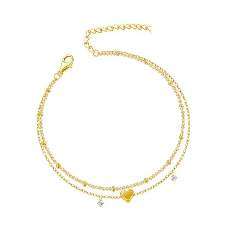 Kyrlune Gold Layered Heart Anklet - view 10