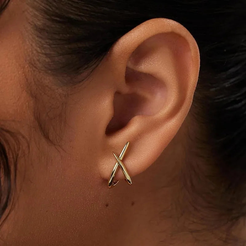 Kyrlune Gold Dainty Geometric Stud Earrings (2 Styles)