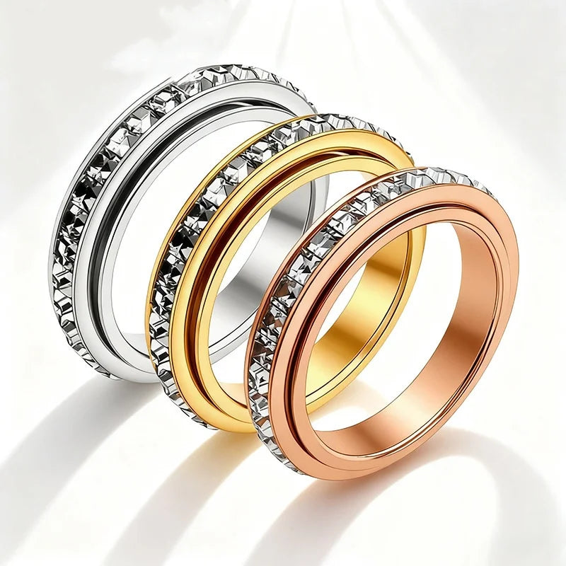 Kyrlune Crystal Spinner Anxiety Ring