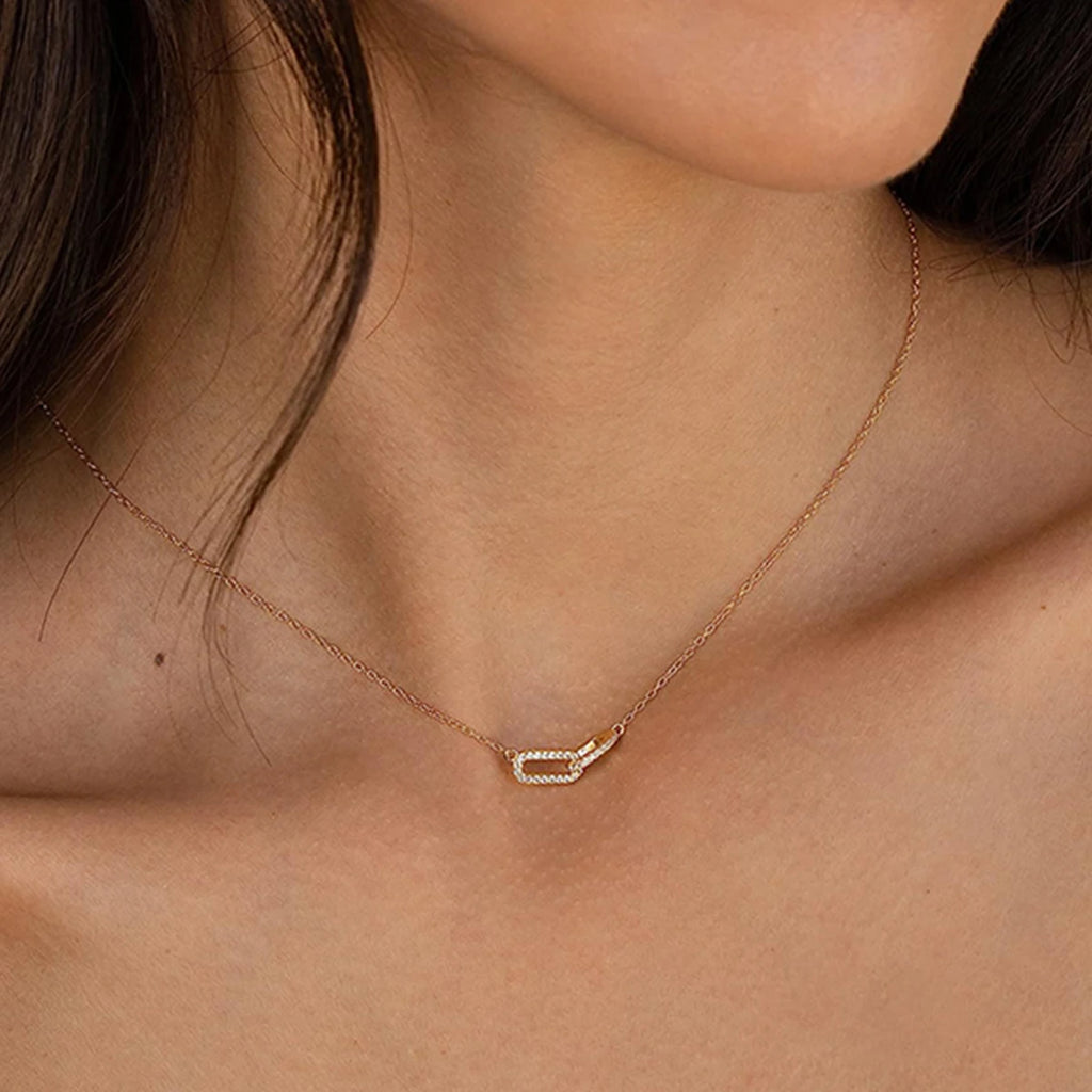 Kyrlune Rhinestone Double Circle Choker Necklace
