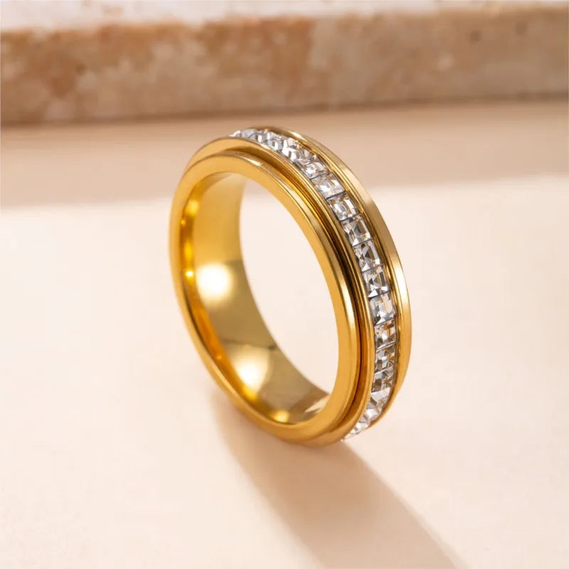 Kyrlune Crystal Spinner Anxiety Ring