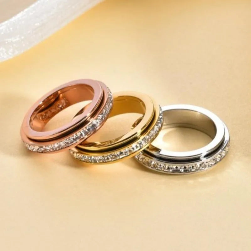 Kyrlune Crystal Spinner Anxiety Ring