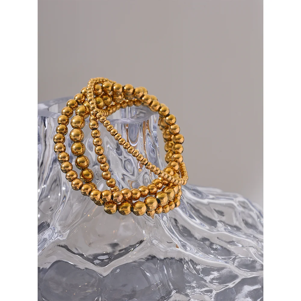 Kyrlune Gold Bead Stretch Bracelet - view 2