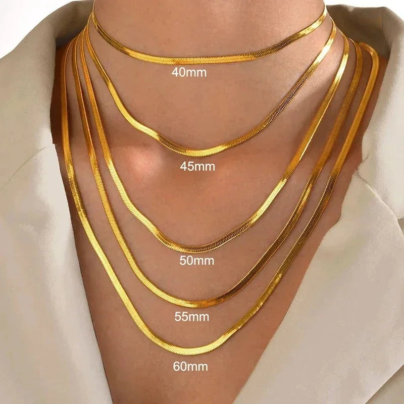 Kyrlune Gold Herringbone Chain Necklace