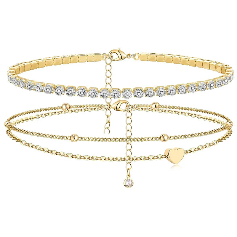 Kyrlune Gold Layered Heart Anklet - view 9