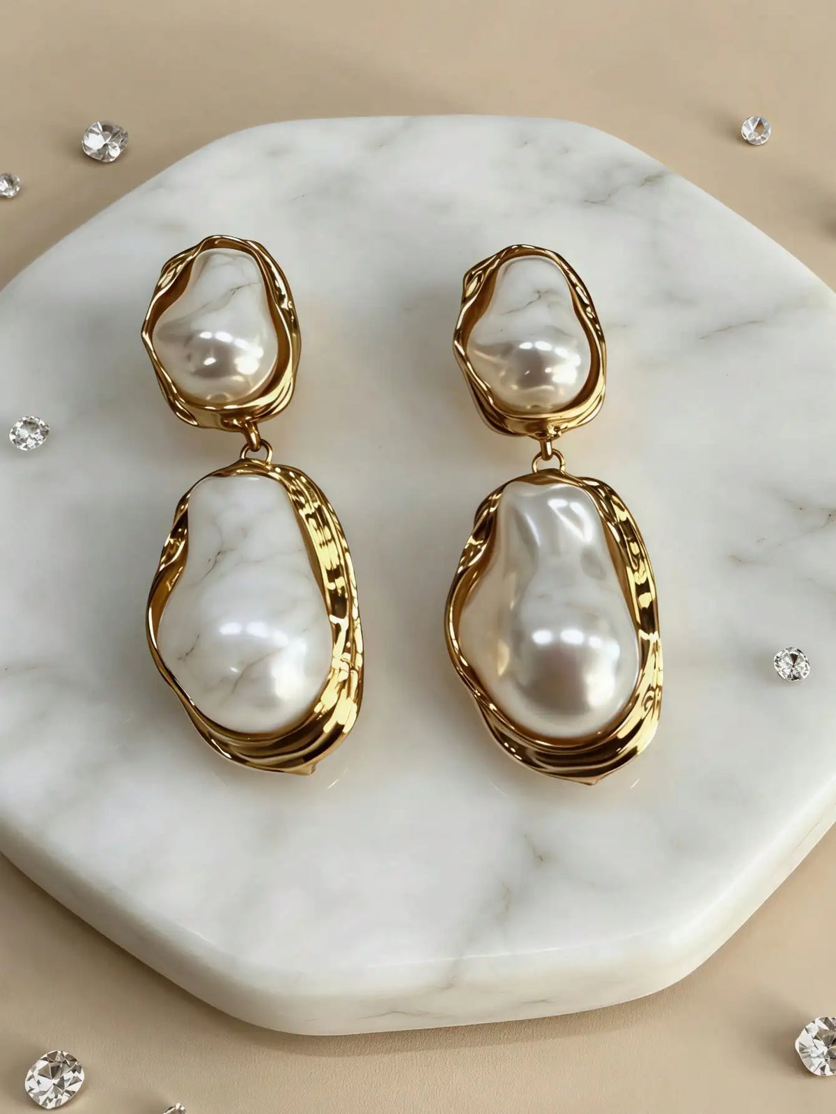 Kyrlune Gold Baroque Pearl Drop Earrings - view 2