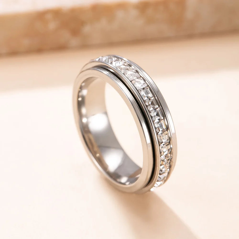 Kyrlune Crystal Spinner Anxiety Ring