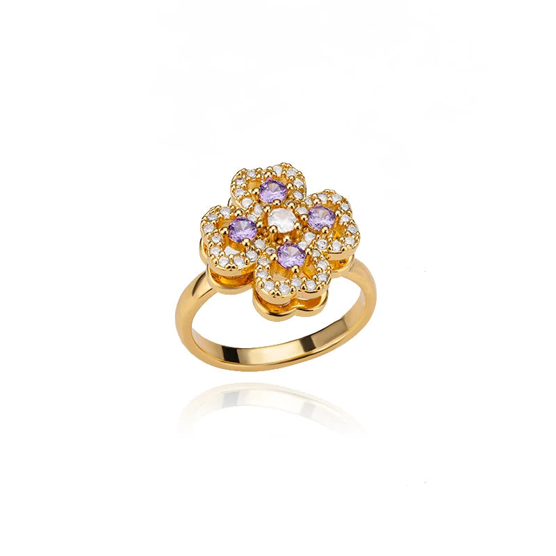 Kyrlune Gold Clover & Heart Spinner Ring (4 Styles)
