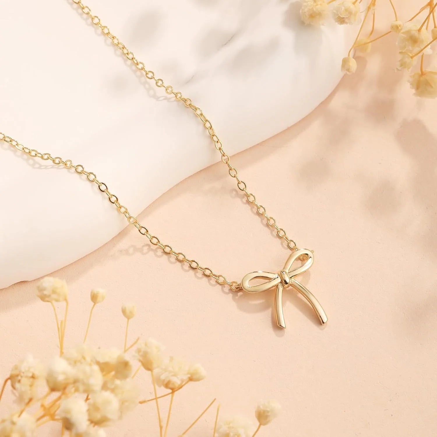 Kyrlune Gold Bow Pendant Choker Necklace