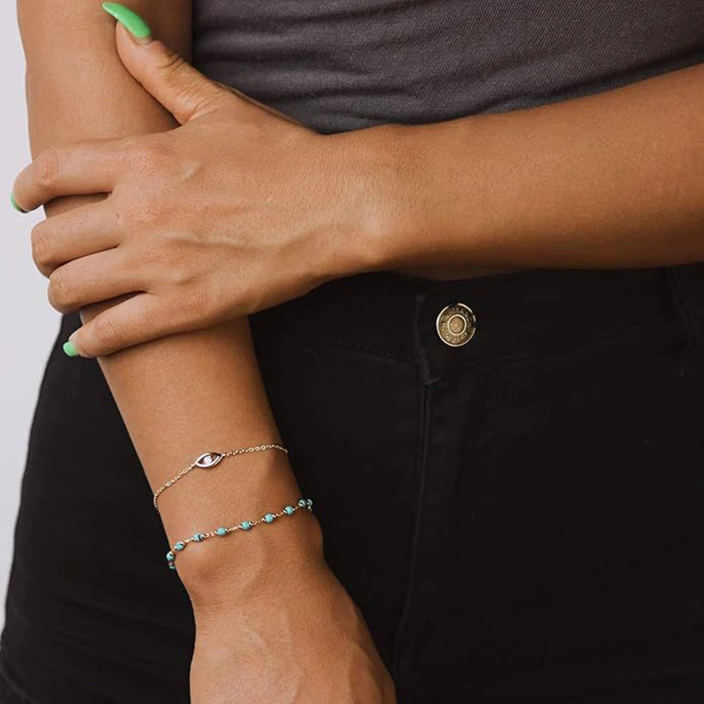 Kyrlune Natural Turquoise Beaded Bracelet