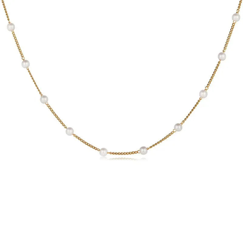 Kyrlune Gold & Pearl Beaded Collar Necklace
