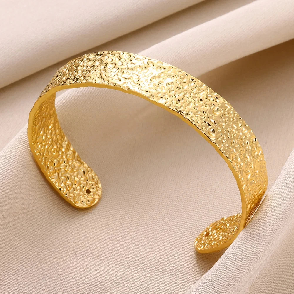Kyrlune Gold Hammered Wide Cuff Bracelet - view 5